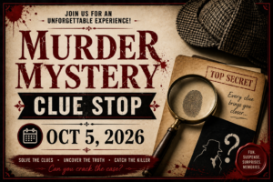 Murder Mystery Clue Stop Oct 3, 2026